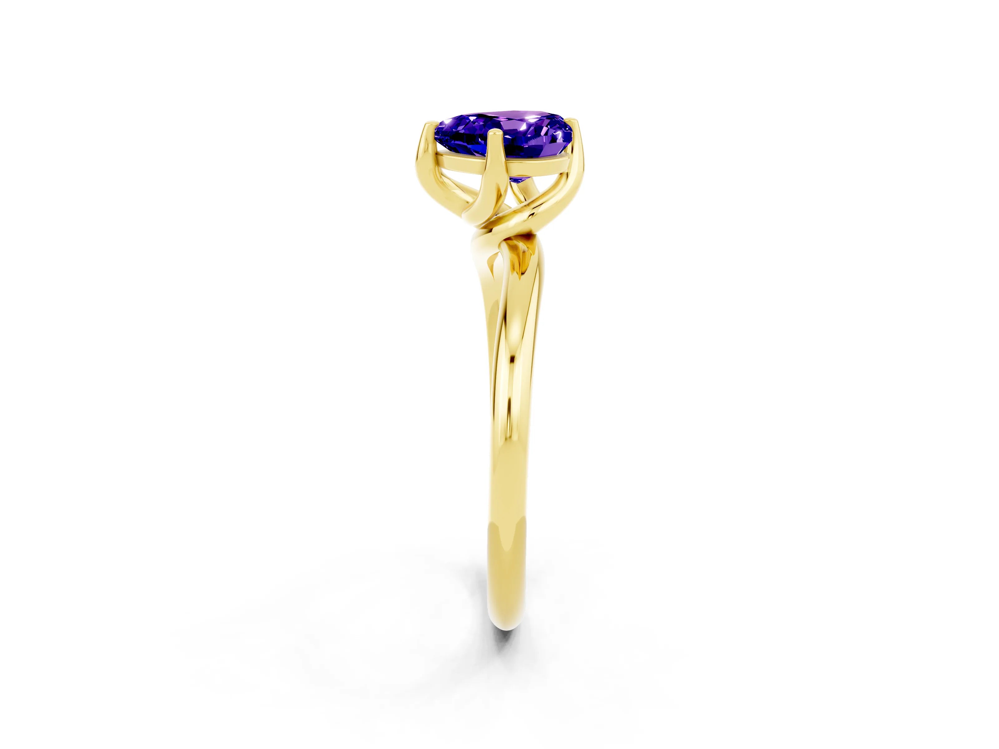 Yellow gold Heart Cut Tanzanite Solitaire Engagement Ring with Four-Prong Setting and Classic Band_14