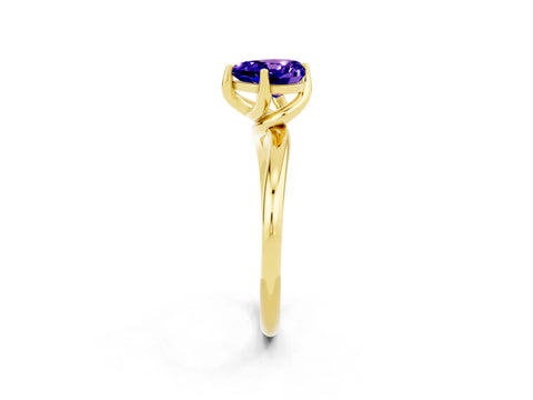 Yellow gold Heart Cut Tanzanite Solitaire Engagement Ring with Four-Prong Setting and Classic Band_14