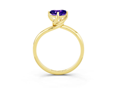 Yellow gold Heart Cut Tanzanite Solitaire Engagement Ring with Four-Prong Setting and Classic Band_15
