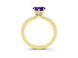 Yellow gold Heart Cut Tanzanite Solitaire Engagement Ring with Pavé Band and Four-Prong Setting_3