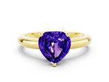 Yellow gold Heart Cut Tanzanite Solitaire Engagement Ring with Round Band and Four-Prong Setting