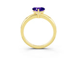 Yellow gold Heart Cut Tanzanite Solitaire Engagement Ring with Round Band and Four-Prong Setting_3