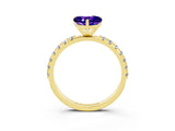 Yellow gold Heart Cut Tanzanite Solitaire Pavé Band with Four-Prong Setting_3