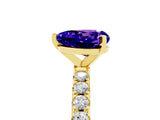 Yellow gold Heart Cut Tanzanite Solitaire Pavé Band with Four-Prong Setting_5