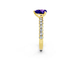Yellow gold Heart Cut Tanzanite Solitaire Pavé Engagement Ring with Round Band and Prong Setting_14