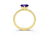 Yellow gold Heart Cut Tanzanite Solitaire Pavé Engagement Ring with Round Band and Prong Setting_15