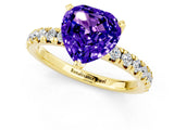 Yellow gold Heart Cut Tanzanite Solitaire Pavé Engagement Ring with Round Band and Prong Setting_67