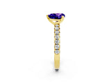 Yellow gold Heart Cut Tanzanite Solitaire Pavé Engagement Ring with Round Band and Prong Setting_68