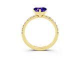 Yellow gold Heart Cut Tanzanite Solitaire Pavé Engagement Ring with Round Band and Prong Setting_69