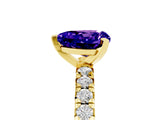 Yellow gold Heart Cut Tanzanite Solitaire Pavé Engagement Ring with Round Band and Prong Setting_71