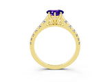 Yellow gold Heart Cut Tanzanite Solitaire Ring with Cathedral Setting and Pavé Band_3