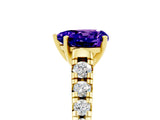 Yellow gold Heart Cut Tanzanite Solitaire Ring with Cathedral Setting and Pavé Band_5