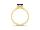 Yellow gold Heart Cut Tanzanite Solitaire Ring with Flower Prong Setting and Classic Band_15