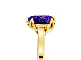 Yellow gold Heart Cut Tanzanite Solitaire Ring with Flower Prong Setting and Classic Band_17