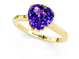 Yellow gold Heart Cut Tanzanite Solitaire Ring with Flower Prong Setting and Classic Band_37