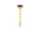 Yellow gold Heart Cut Tanzanite Solitaire Ring with Flower Prong Setting and Classic Band_38