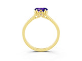 Yellow gold Heart Cut Tanzanite Solitaire Ring with Flower Prong Setting and Classic Band_39