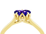 Yellow gold Heart Cut Tanzanite Solitaire Ring with Flower Prong Setting and Classic Band_40