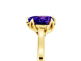 Yellow gold Heart Cut Tanzanite Solitaire Ring with Flower Prong Setting and Classic Band_41
