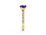 Yellow gold Heart Cut Tanzanite Solitaire Ring with Pavé Accents and Four-Prong Setting_2