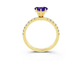 Yellow gold Heart Cut Tanzanite Solitaire Ring with Pavé Accents and Four-Prong Setting_3