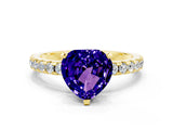 Yellow gold Heart Cut Tanzanite Solitaire Ring with Pavé Band and Four-Prong Setting_24