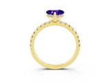 Yellow gold Heart Cut Tanzanite Solitaire Ring with Pavé Band and Four-Prong Setting_27