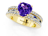 Yellow gold Heart Cut Tanzanite Solitaire Ring with Pavé and Channel Set Band_1