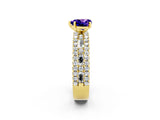 Yellow gold Heart Cut Tanzanite Solitaire Ring with Pavé and Channel Set Band_2