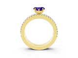 Yellow gold Heart Cut Tanzanite Solitaire Ring with Pavé and Channel Set Band_3
