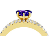 Yellow gold Heart Cut Tanzanite Solitaire Ring with Pavé and Channel Set Band_4