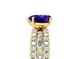 Yellow gold Heart Cut Tanzanite Solitaire Ring with Pavé and Channel Set Band_5