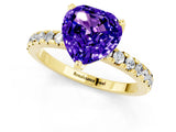 Yellow gold Heart Cut Tanzanite Solitaire Ring with Round  Pavé Band and Four-Prong Setting_37