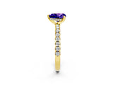 Yellow gold Heart Cut Tanzanite Solitaire Ring with Round  Pavé Band and Four-Prong Setting_38