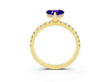 Yellow gold Heart Cut Tanzanite Solitaire Ring with Round  Pavé Band and Four-Prong Setting_39