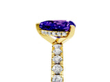 Yellow gold Heart Cut Tanzanite Solitaire Ring with Round  Pavé Band and Four-Prong Setting_41