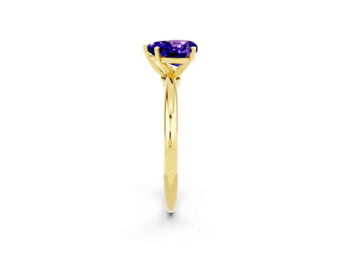 Yellow gold Heart Cut Tanzanite Solitaire Ring with Six-Prong Setting and Classic Band_2