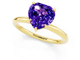 Yellow gold Heart Cut Tanzanite Solitaire Ring with Thin Band and Four-Prong Setting_1