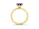 Yellow gold Heart Cut Tanzanite Solitaire Ring with Thin Band and Four-Prong Setting_3