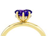 Yellow gold Heart Cut Tanzanite Solitaire Ring with Thin Band and Four-Prong Setting_4