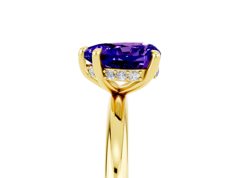 Yellow gold Heart Cut Tanzanite Solitaire Ring with Thin Band and Four-Prong Setting_5