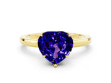 Yellow gold Heart Cut Tanzanite Solitaire Ring with Thin Band and Prong Setting_12