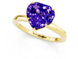 Yellow gold Heart Cut Tanzanite Solitaire Ring with Thin Band and Prong Setting_13