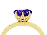 Yellow gold Heart Cut Tanzanite Solitaire Ring with Thin Band and Prong Setting_16