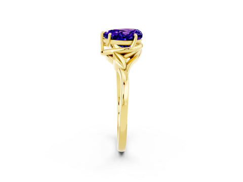 Yellow gold Heart Cut Tanzanite Solitaire Ring with Twist Band and Four-Prong Setting_38