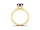 Yellow gold Heart Cut Tanzanite Solitaire Ring with Wide Band and Prong Setting_3