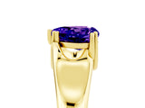 Yellow gold Heart Cut Tanzanite Solitaire Ring with Wide Band and Prong Setting_5