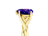 Yellow gold Heart Cut Tanzanite Solitaire Twist Band Prong Setting Ring_41