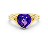 Yellow gold Heart Cut Tanzanite Solitaire Twist Band Prong Setting Ring_44