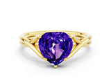 Yellow gold Heart Cut Tanzanite Solitaire Twist Band Prong Setting Ring_56